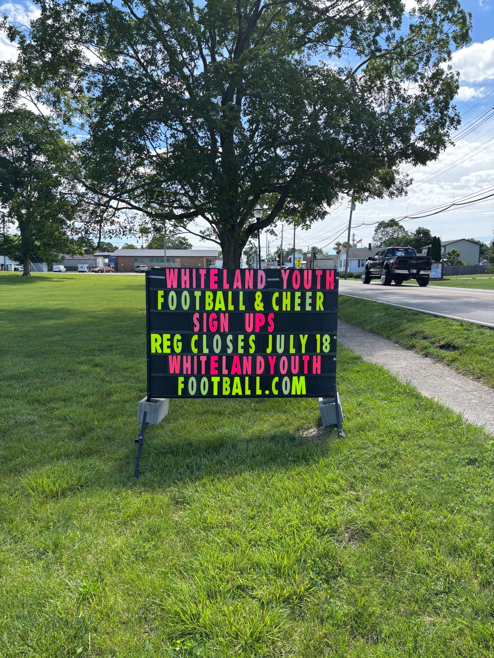 Whiteland Youth Football sign by Black Sign Specialist